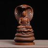 Boxwood Engrave Snake Buddha Shakyamuni Offering Buddha Statues Ornaments Statue of A God Desktop Ornament Home Decoration
