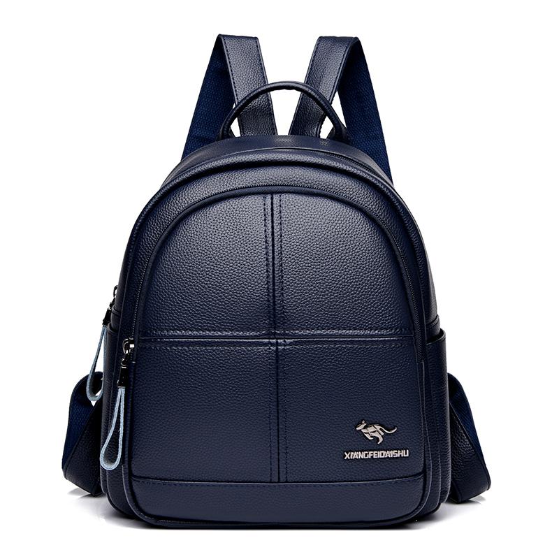 Дизайнерский женский рюкзак, качественные винтажные кожаные рюкзаки для женщин, школьная сумка большой вместимости, дорожная сумка, женская сумка A Dos синий