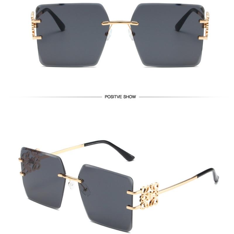 Damenbrille Sonnenschutz UV-Schutz Mode Persönlichkeit Retro Künstlerische Straßenaufnahme Konkave Form Reise Chinesischer Knoten Randlose Sonnenbrille