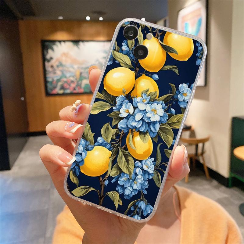 Retro Fruit Lemon Phone Case For iPhone 15 16 14 13 12 11 Pro Max 16E XS XR Max 7 8 16 Plus SE2 Soft TPU Clear Cover