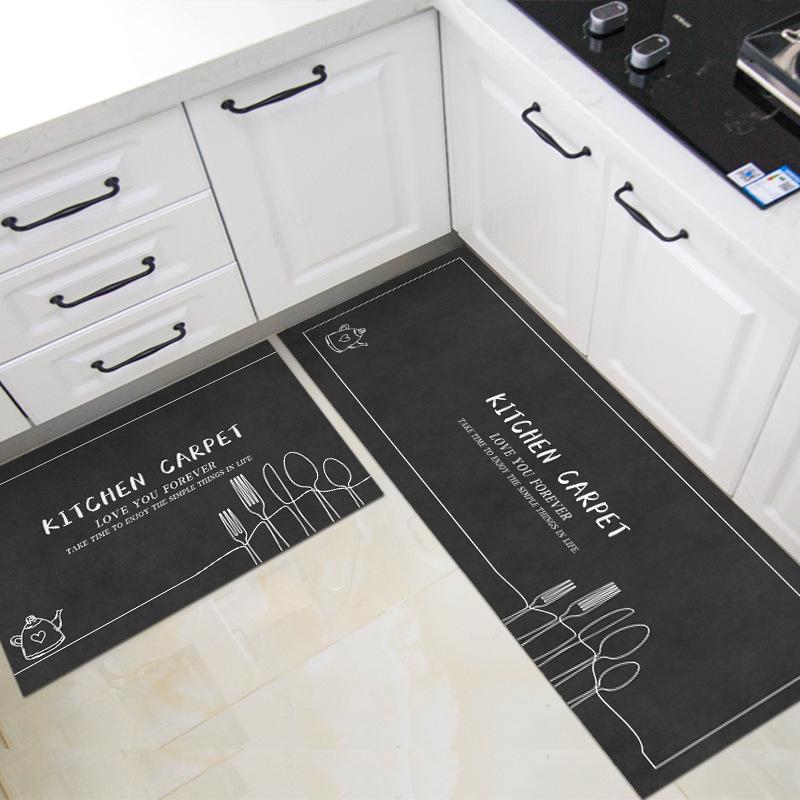Kitchen Floor Mat Leather Washable and Scrubable Carpet Floor Mat Pattern
