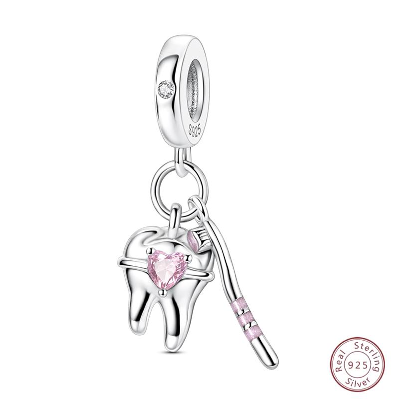 New Original Charm Bead Pendants Copper Crown Strawberry Perfume Gold Bow Fit Bracelet Necklace Women Jewelry