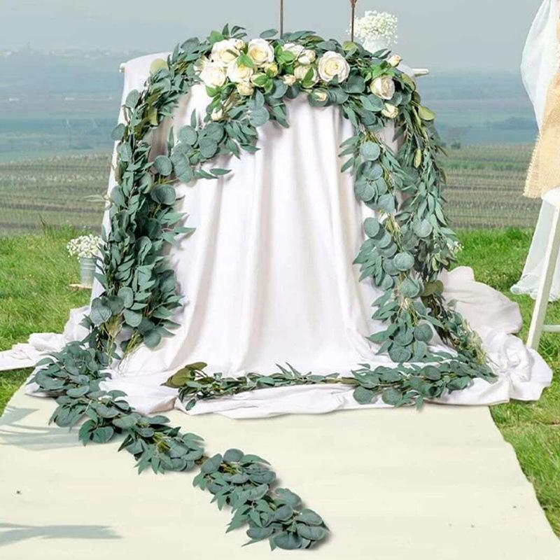 Simulation Willow Leaf Eucalyptus Leaf Vine Eucalyptus Vine Wall Hanging, Artificial Green Plant Wedding Home Decoration Ornament