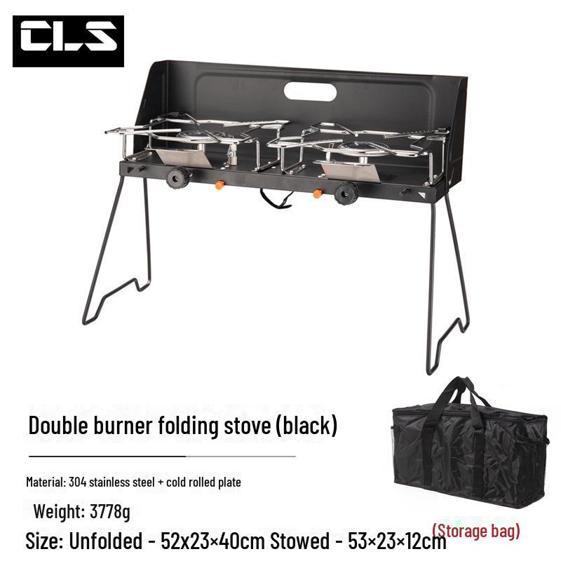 Outdoor Camping Double-Burner Gas Stove for Car Self-Driving