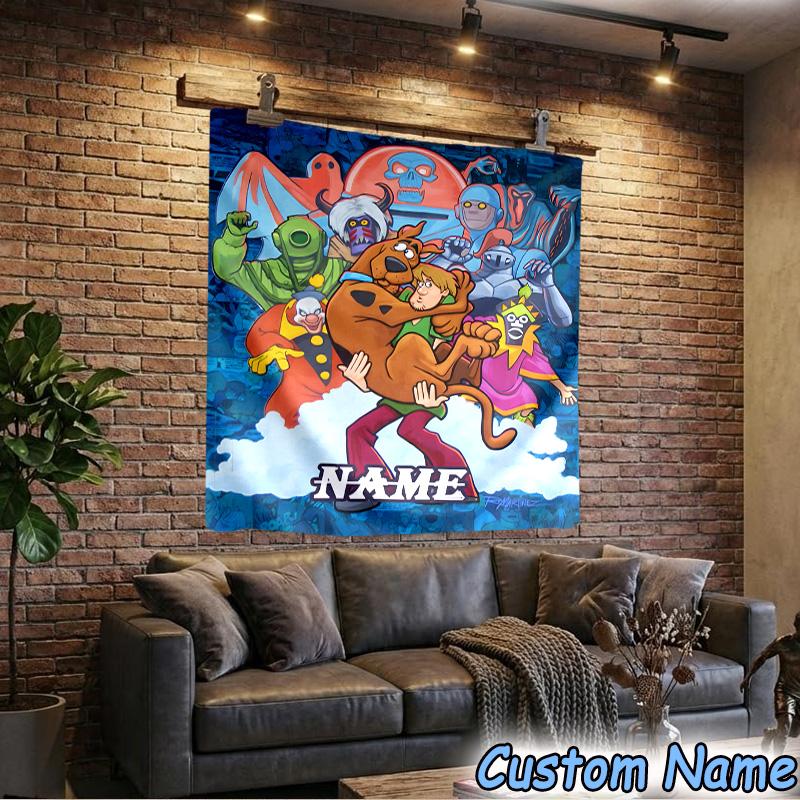 Custom Name Tapestry Scooby dog Tapestry, Unique Design Tapestry, Suitable for Bedroom,Livingroom, Playroom,Heartwarming Fan Holiday Gifts