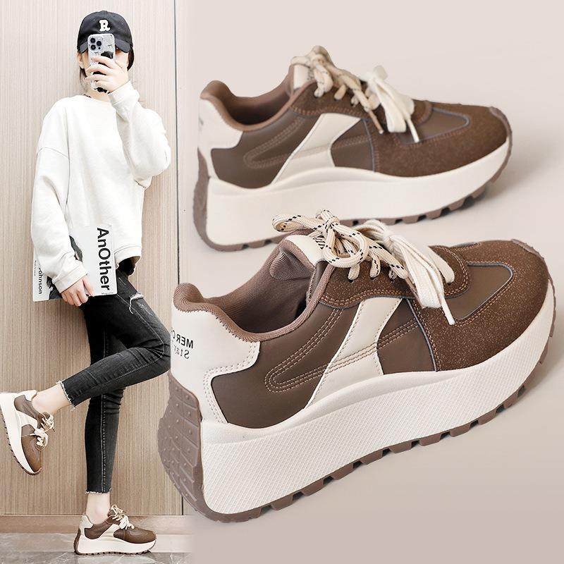 Sneakers Chunky in Pelle da Donna 2026 Moda Mix Colore Piattaforma Scarpe Sportive Donna Casual Suola Spessa Scarpe da Corsa Zapatos Mujer