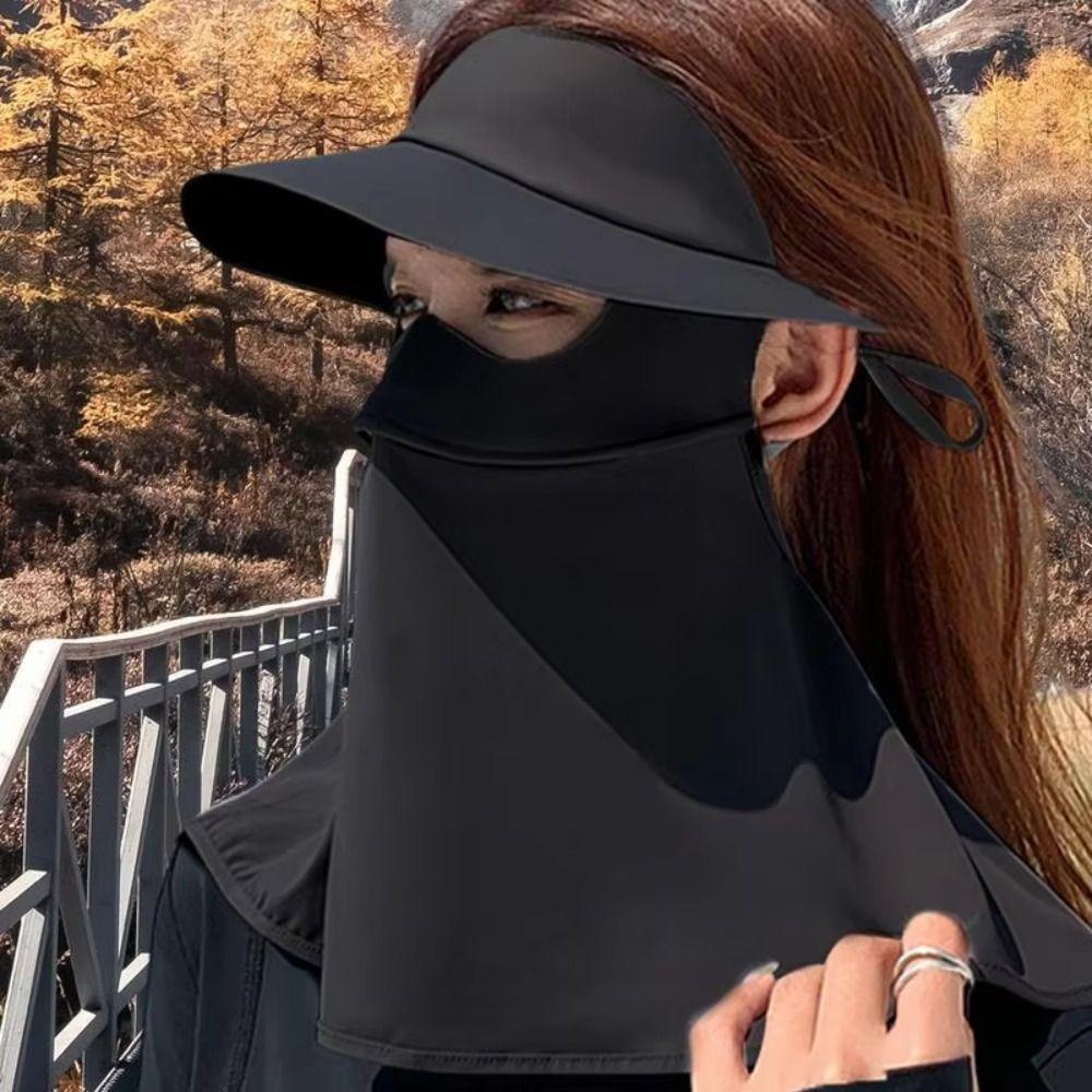 Solid Color Sunscreen Face Cover Eye Protection UV Protection Veil Breathable Ice Silk Mask  Riding
