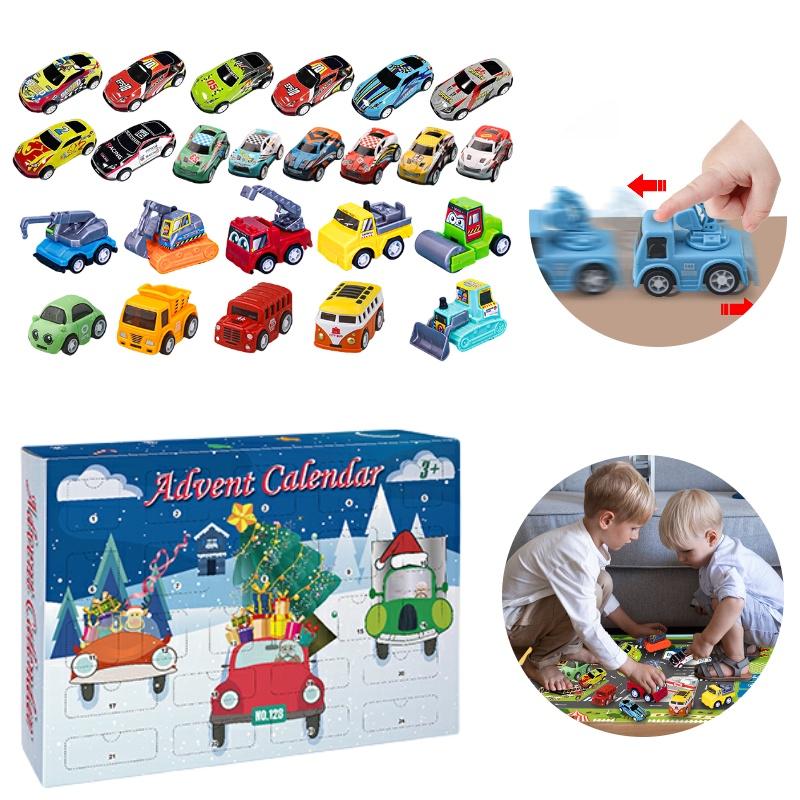 Cross-border New Arrival Christmas Countdown Calendar Car Blind Box With Map Toy Blanket Gem Surprise Blind Box Gift Material)