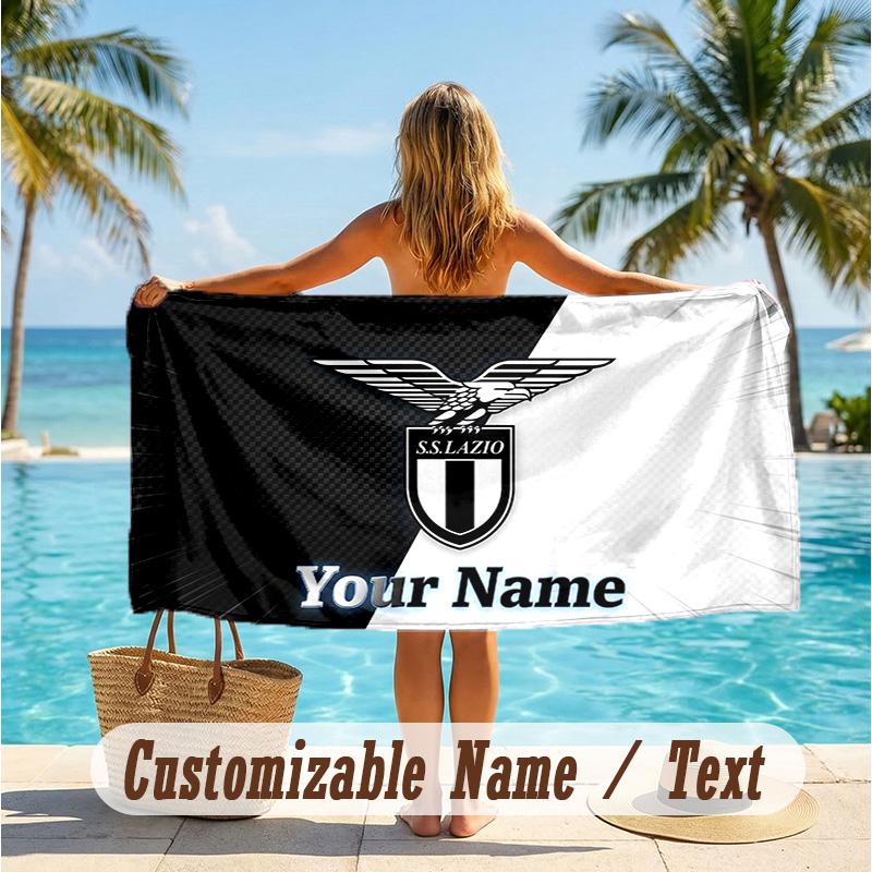 Custom Text Beach Towel, Soft Absorbent Swimming Multi-use TowelLazio FC