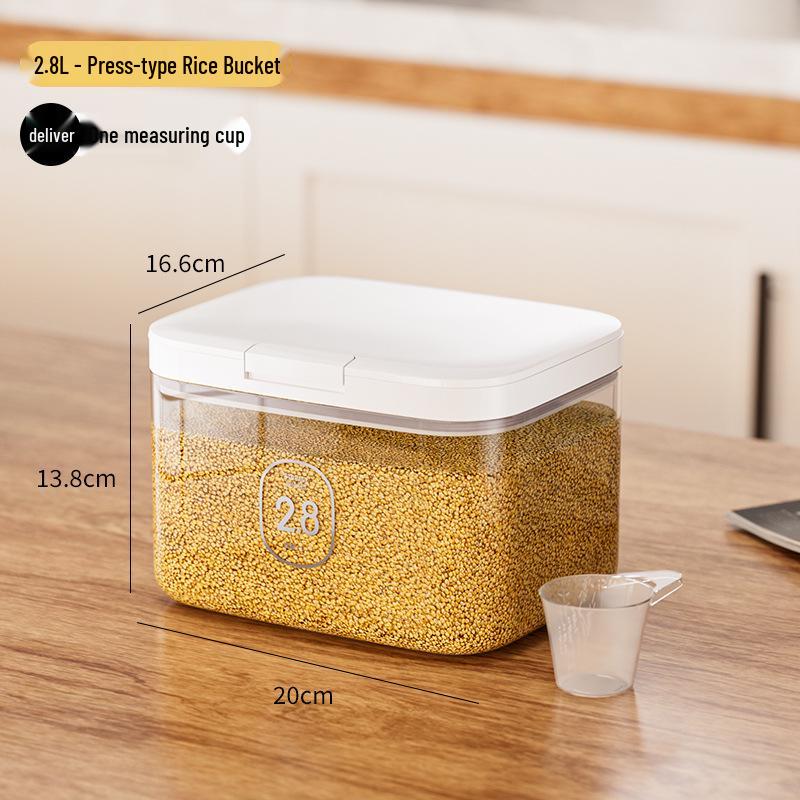 Press-Type Insect-Proof, Moisture-Proof Sealed Grain Storage Container for Rice, Flour, and Cereals 4.5L