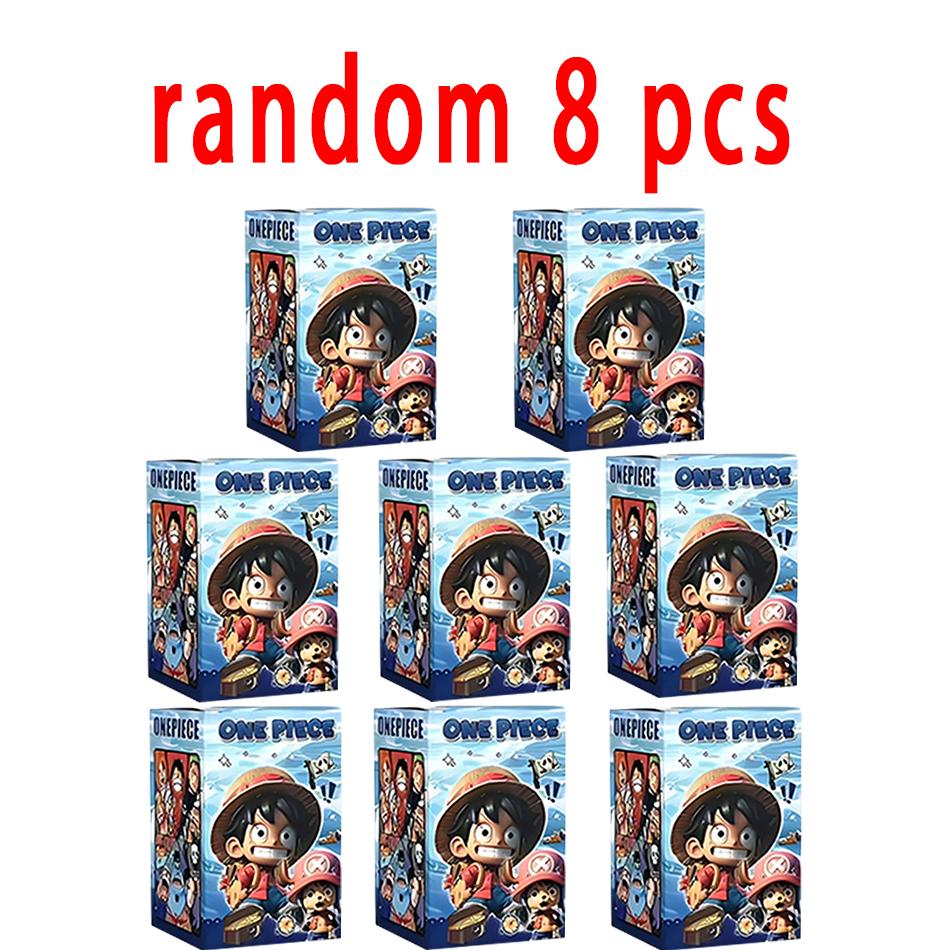 One Piece blind box 1-8pcs Anime Ship Figure Luffy Model Toy kawayi Mini Boat Pirate Ship Navy Going Merry Boat  Assembled Model