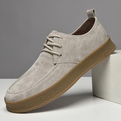 Modischer Herren-Schnürschuh für draußen aus Wildleder, lässiger Halbschuh mit dicker Sohle, strapazierfähiger Oxford-Schuh, leichter, bequemer Schuh zum Gehen