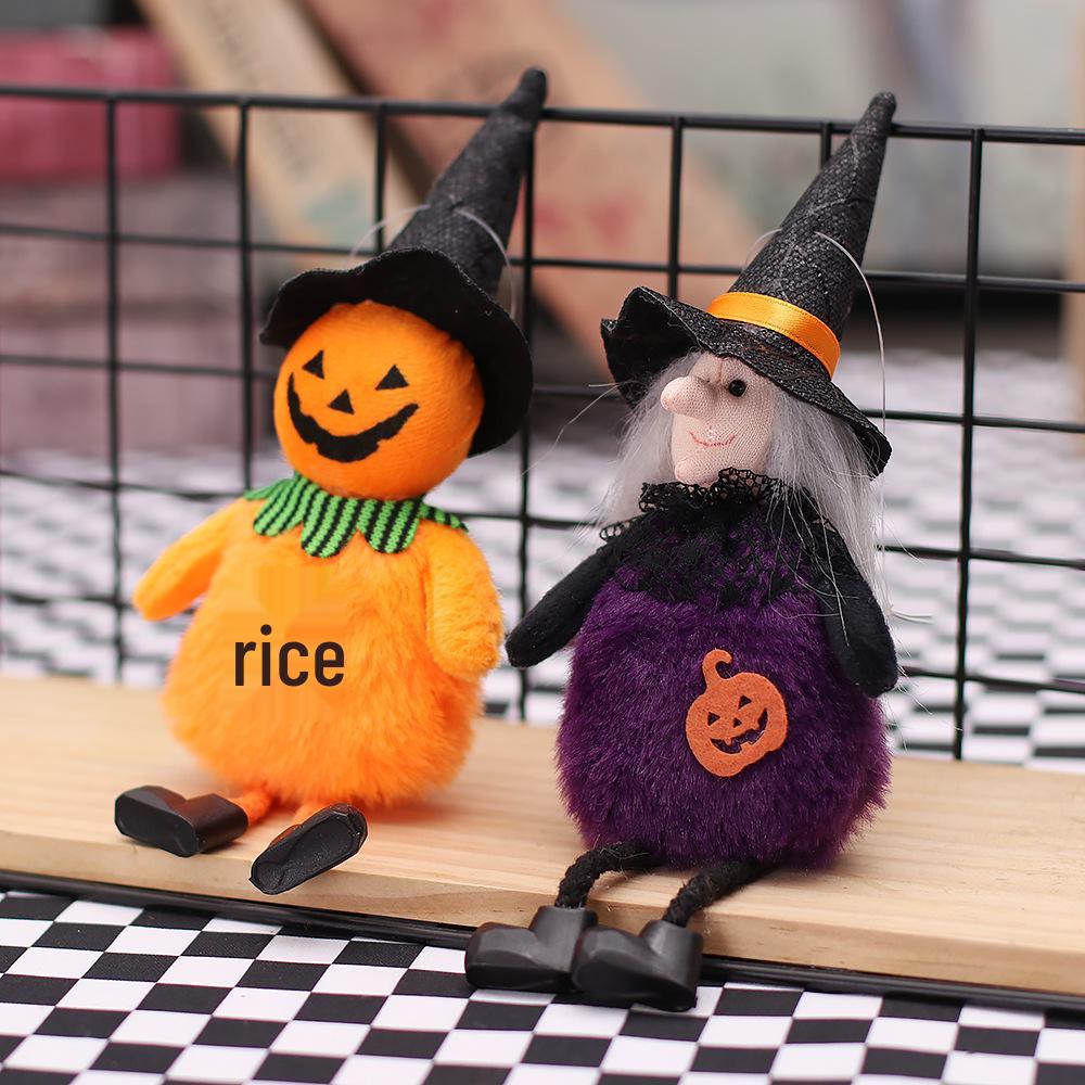 Plush Pumpkin Witch Doll Hanging Halloween Decor