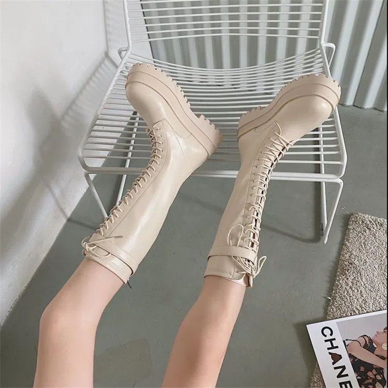 High boots Women's long boots but knee-thin medium tube thin 2025 spring and autumn new Martin boots Knight single boots