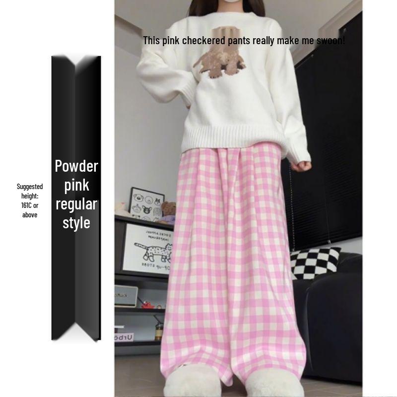 

Женские летние клетчатые брюки петит с высокой талией, сине-белые, прямого кроя, повседневные 2XL (126-145 jin)