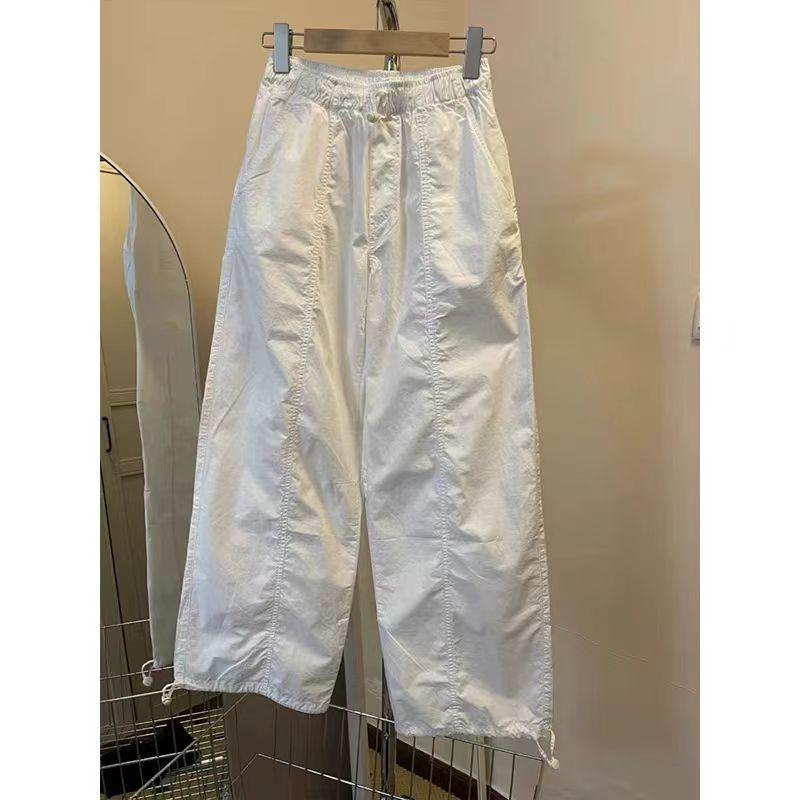 

Базовые брюки карго прямого кроя с высокой посадкой больших размеров - Женские летние свободные облегающие джоггеры, широкие штанины 100 - Height 90-100cm белый