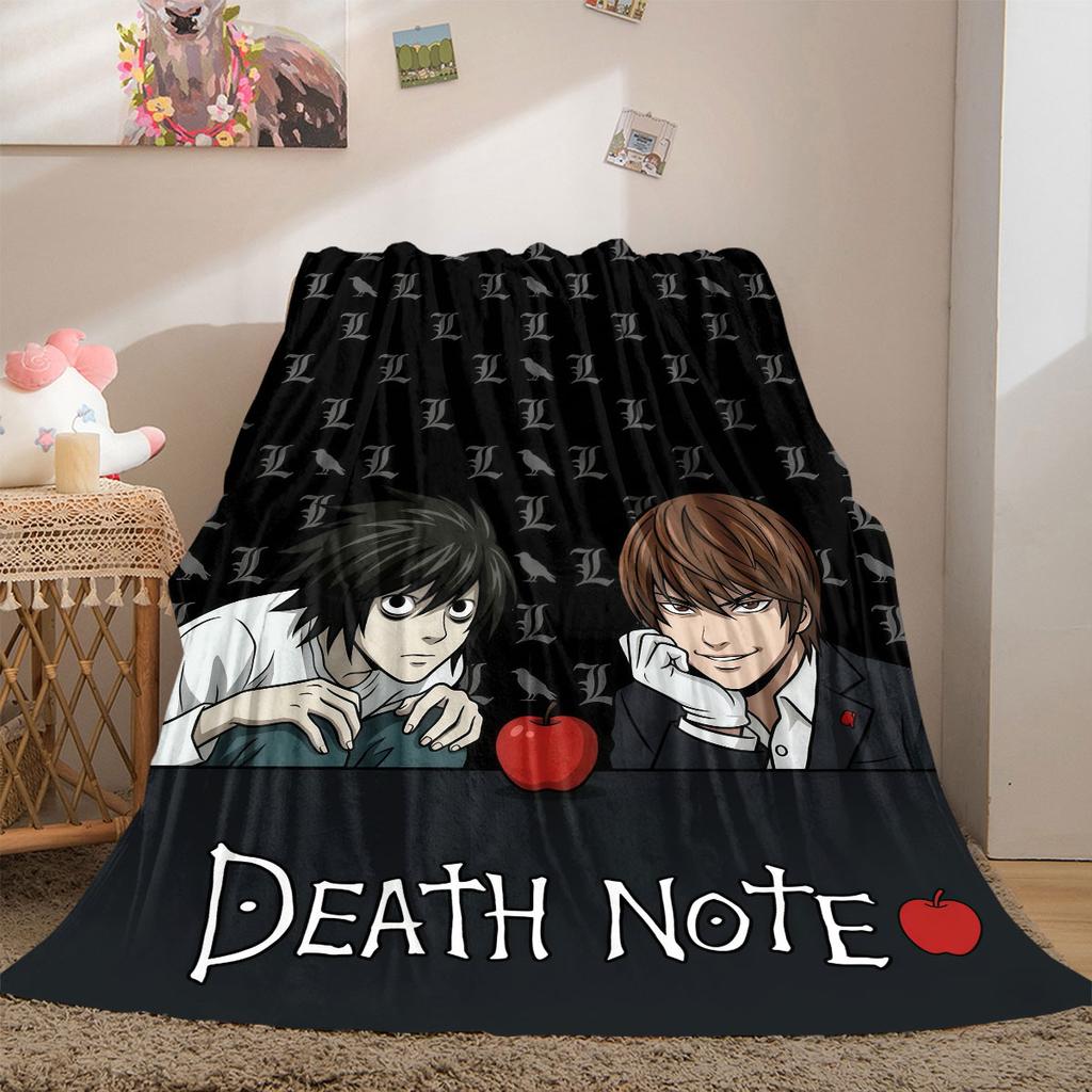 Death Note Fine 2D Print Flannel Blanket Cute Cartoon Graphic Patterns for Bedding Sofa Couch Travel Picnic Wrap_LIAN