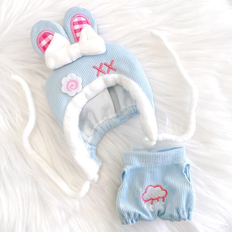 Kigurumi Cap & Clothes Set [for 10cm] Blue Plush Clothes Kigurumi Accessories Otaku Doll Mascot Costume [Used]
