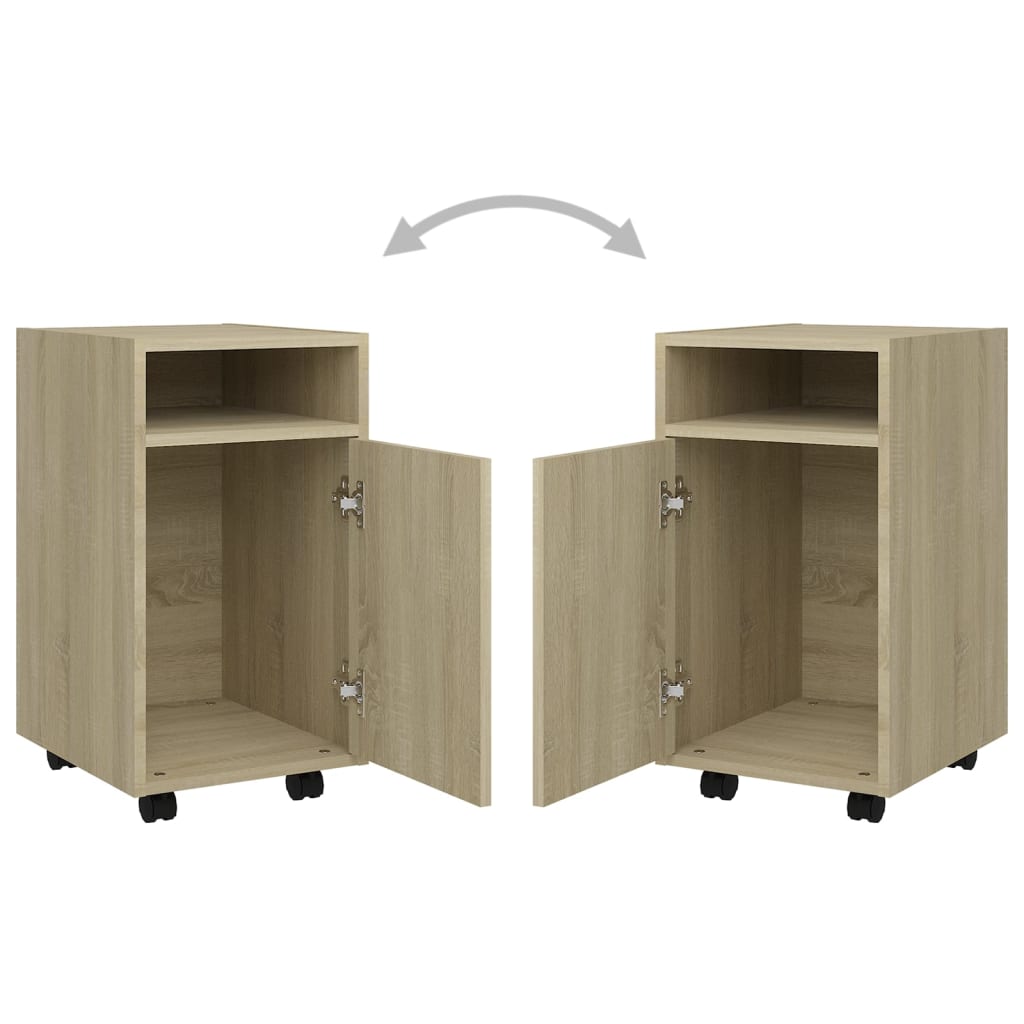 Side Table with Casters Sonoma Oak Finish 33 x 38 x 60 cm