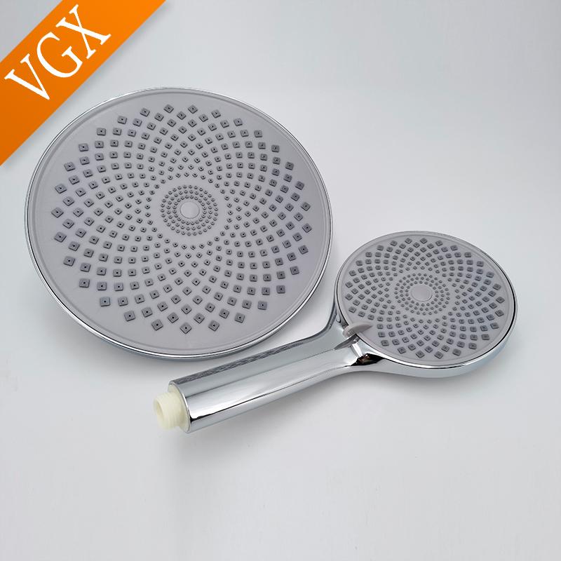 Cap de duș rotund VGX cu precipitații cu set de duș de înaltă presiune portabil pentru sistem de duș pentru baie Accesorii pentru baie Negru