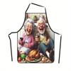 Adjustable Polyester Kitchen Apron Grandma and Grandpa Roast Chicken Design, Soft Chef Cooking Bib for Men and Women