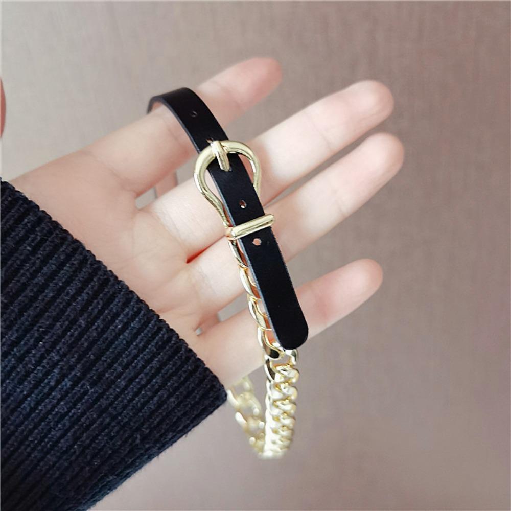 Cusătură cu lanț de curea Lanț pentru claviculă Colier cu personalitate feminină europeană și americană Stil punk Colier cu temperament scurt Guler Tendință