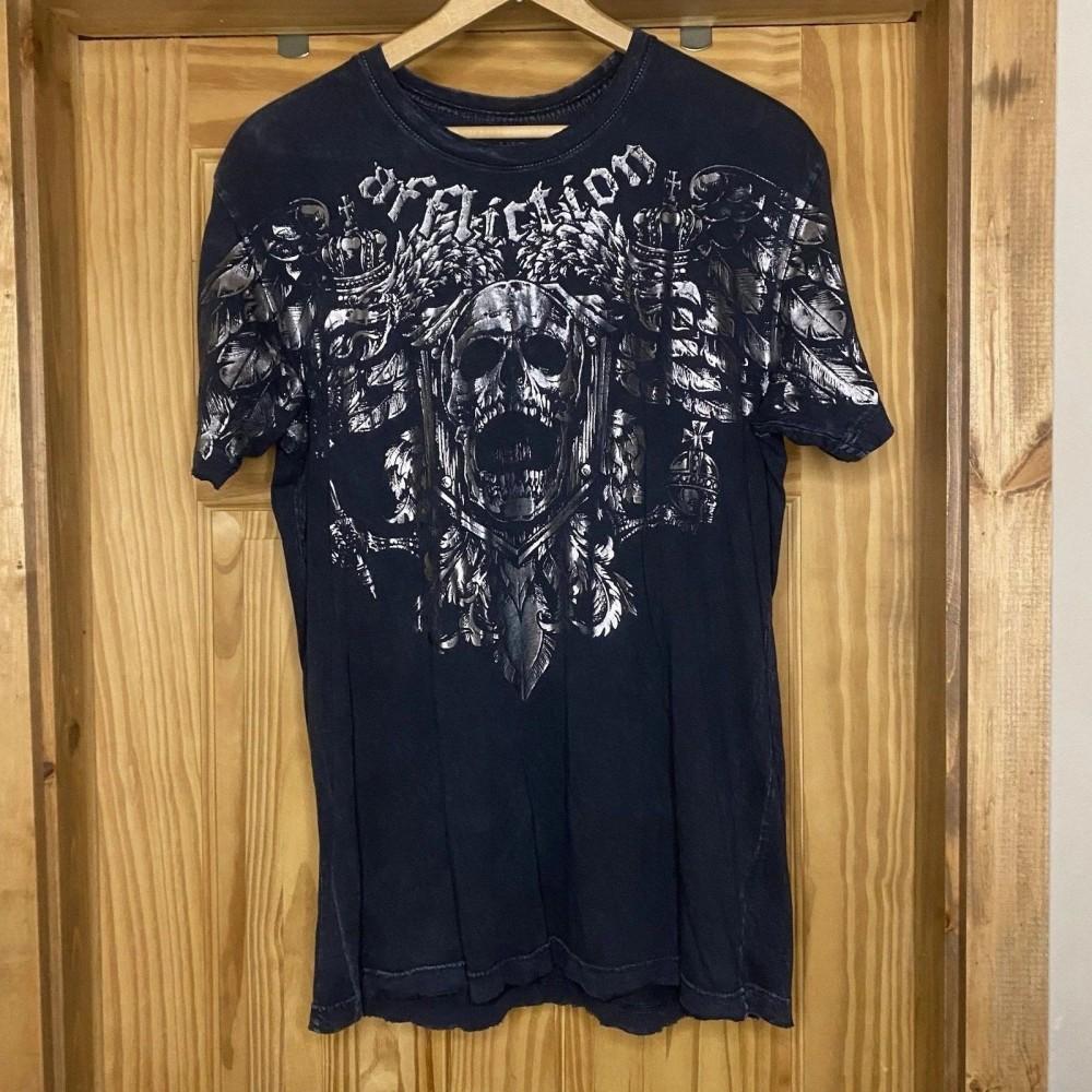 New men's summer European and American Gothic skull letter print soft and breathable round neck T-shirt outdoor street top