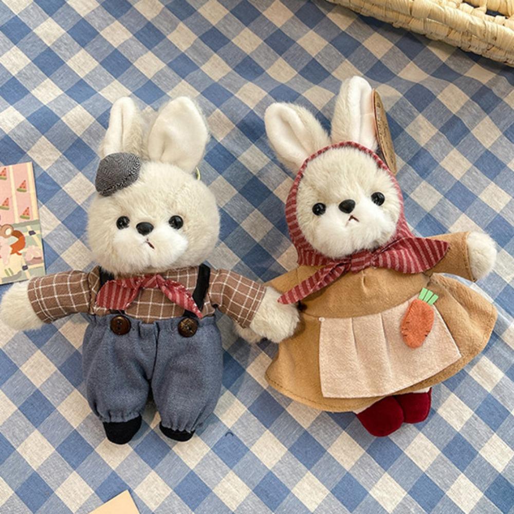 Rabbit Family Bunny Keychain with Clothes Plush Rabbit Key Ring Jewelry Gifts