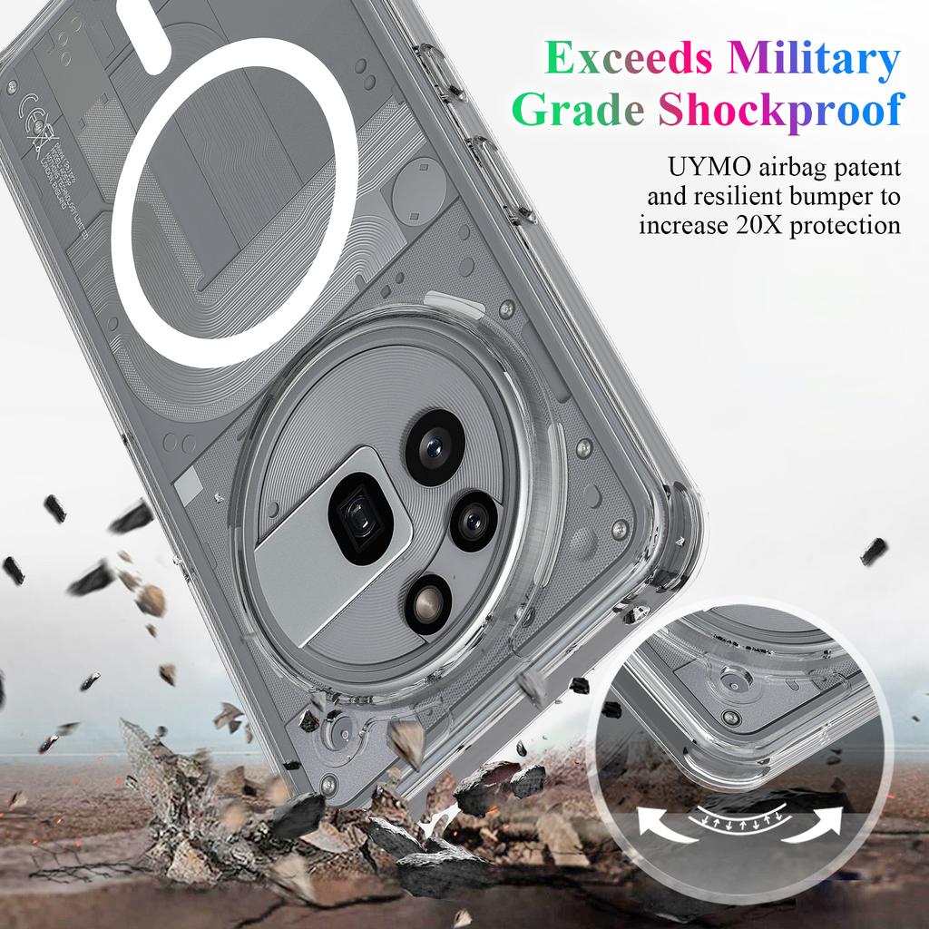 For Nothing Phone (3a) Pro Clear Phone Case Compatible with MagSafe TPU+Acrylic Back Cover