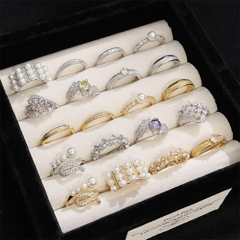 Open Ring Female Retro Niche Design Light Luxury High Sense Medium Antique Geometric French Ring