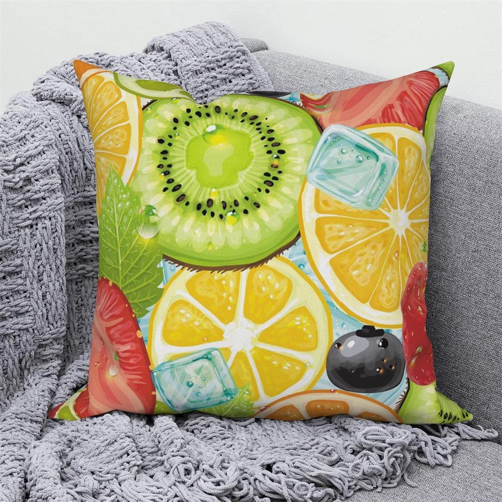 Fruit Print Pillowcase  Summer Home Decor Cushion Cover Sofa Car  Throw
