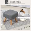 Linen Look Square Padded Footstool Grey
