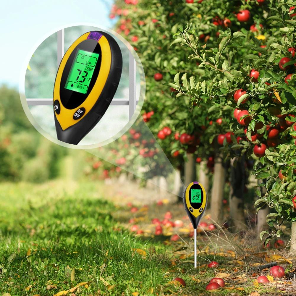 5-1Pcs 4/in 1 Soil PH Meter Soil Tester Flower Meter Moisture Meter Temperature Sunlight Intensity Analysis Acidity Garden Tool