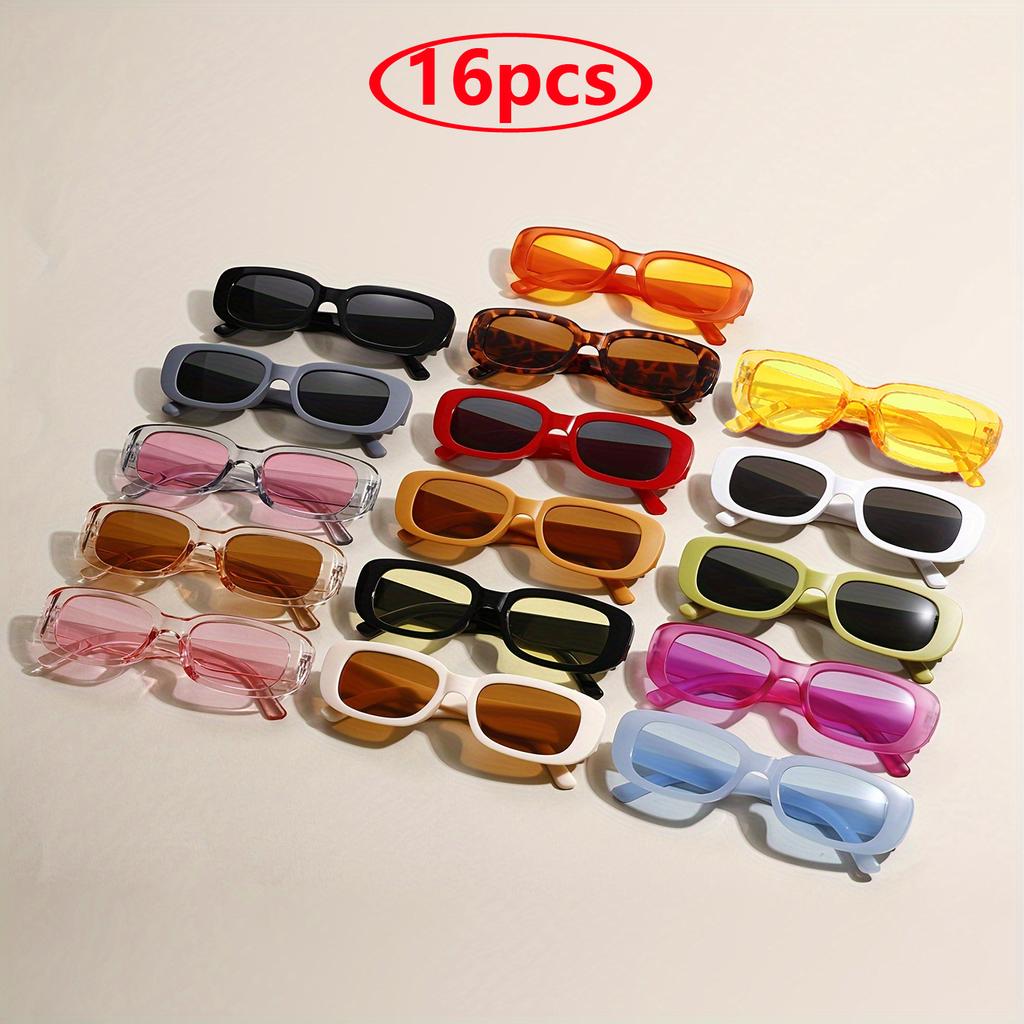 1/16pcs Vintage Punk Square Sunglasses Women Summer Fashion UV400 Jelly Colors Shades