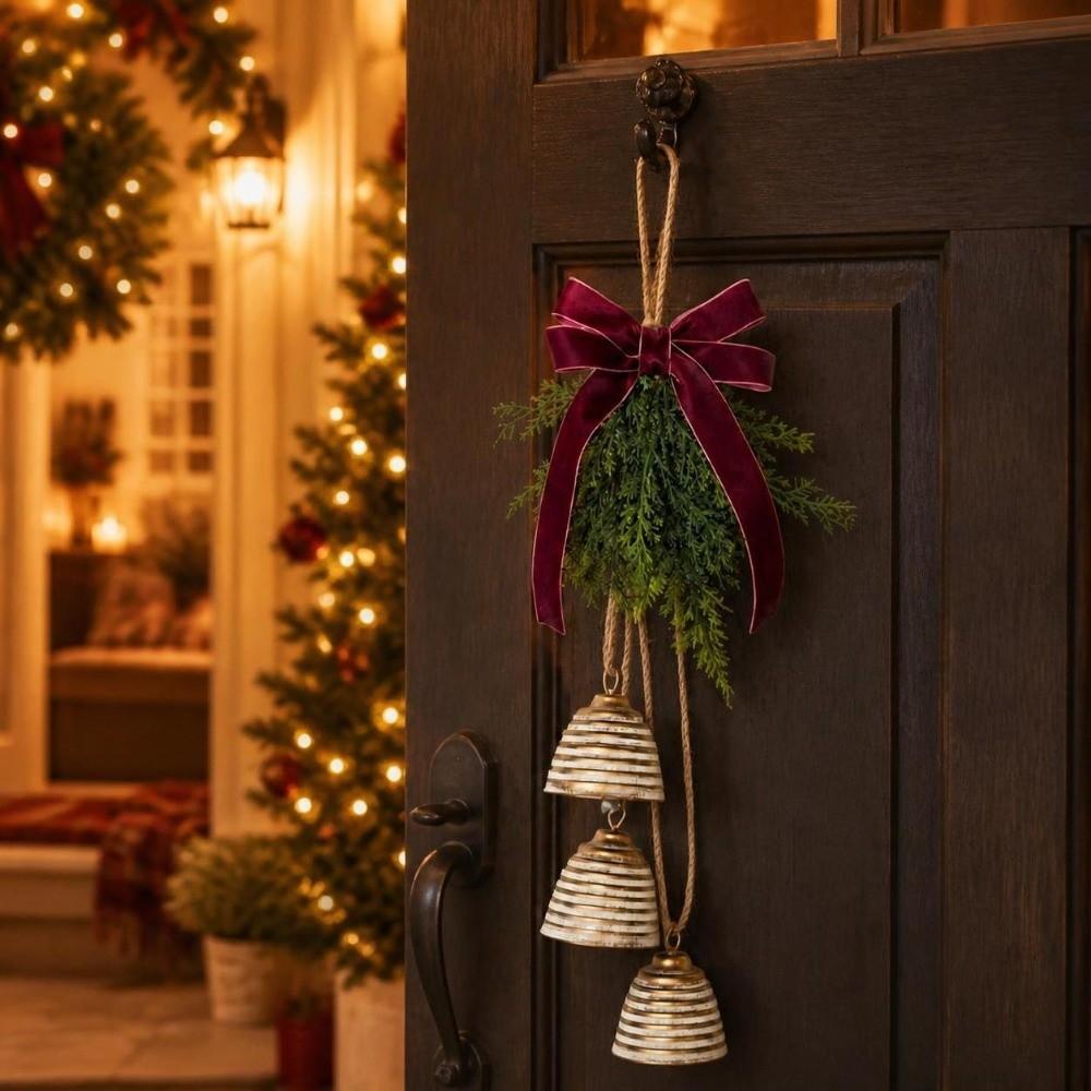 Campanella di Natale Creativa Pendente Campanella Metallica da Appendere alla Porta Decorazioni per Feste