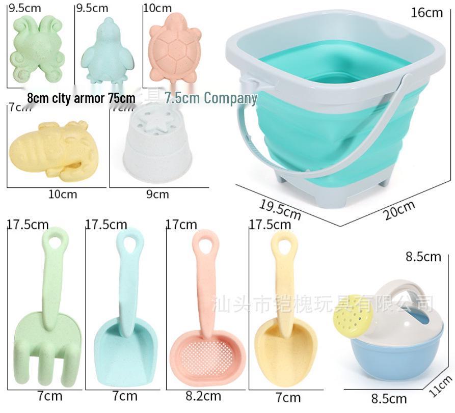 Children's Foldable Beach Toy Set: Bucket, Shovel, Sand Timer, and Digging Tools for Sand and Water Play
