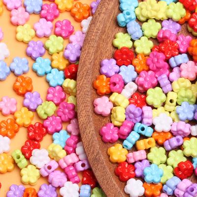 100PCS 9mm Fashion For DIY Solid Color Findings Acrylic Candy Color Flower Shape Multicolor Jewelry Accessories Necklace Bracelet Making