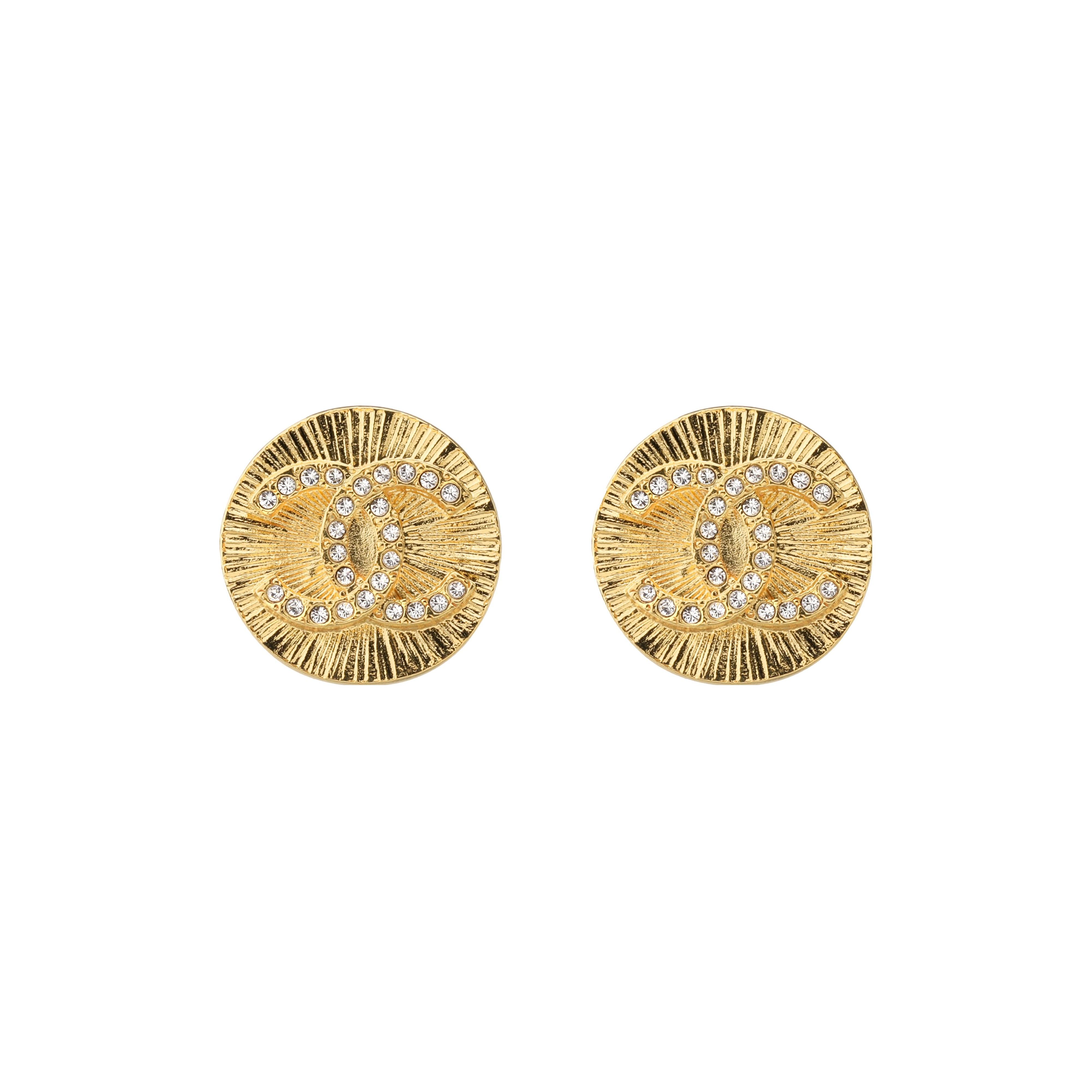 

Chanel Classic Logo Double C Earrings Women Earrings Gold AB8801-B08736-NJ403 Box+Padding Board,F,Gold