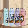 1PC Moon Astronaut Relax Space Pattern 750ml Color Plastic Sports Water Bottle Leakproof Flip Straw Lid Suitable for Sports Office Home Use