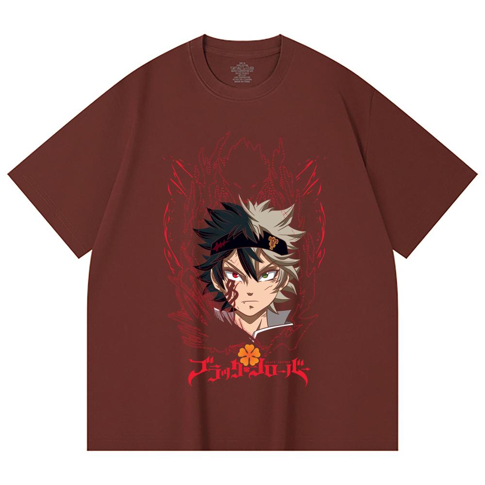 230 Gsm 100% Cotton Black Clover V4 Asta Print Unisex Heavy Cotton T Shirt