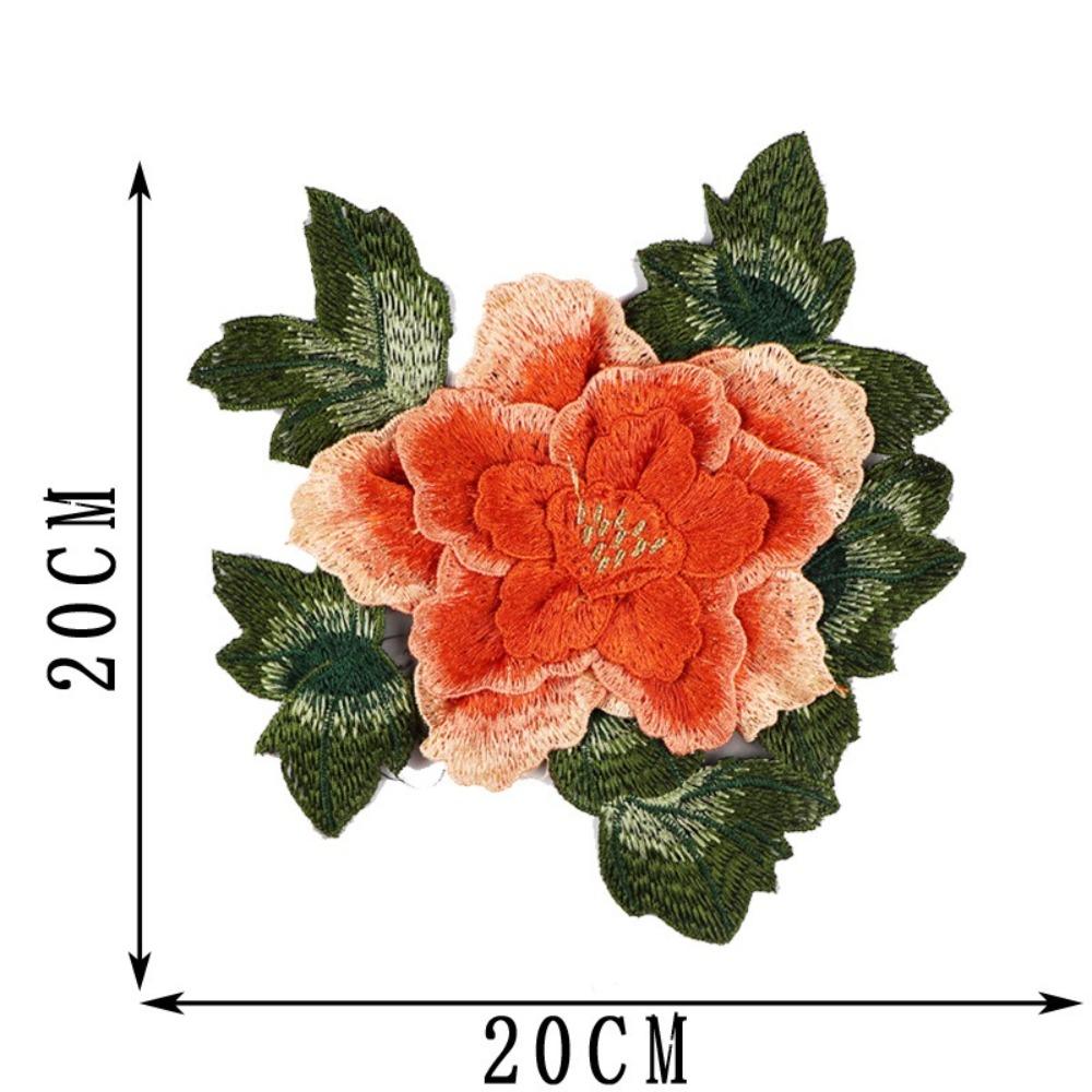 

Fashion Elegant Peony Embroidery Patch Floral Embroidery Large Flower Patch Decorative Applique помаранчевий