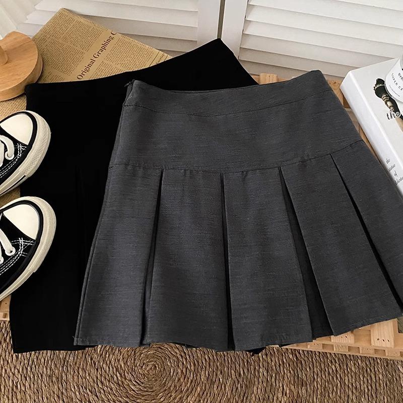 Spring Schoolgirl Style High-Waisted Slimming Skirt Pleated Skirt Anti-Exposure Short Skirt A-Line Casual All-match Versatile Skirt for Women