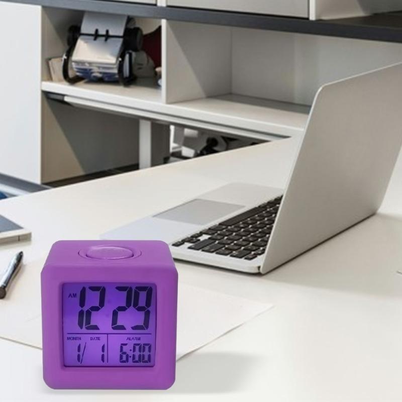 Compact Silicone Square Alarm Clock with Easy to Read Display for Home and Office Use