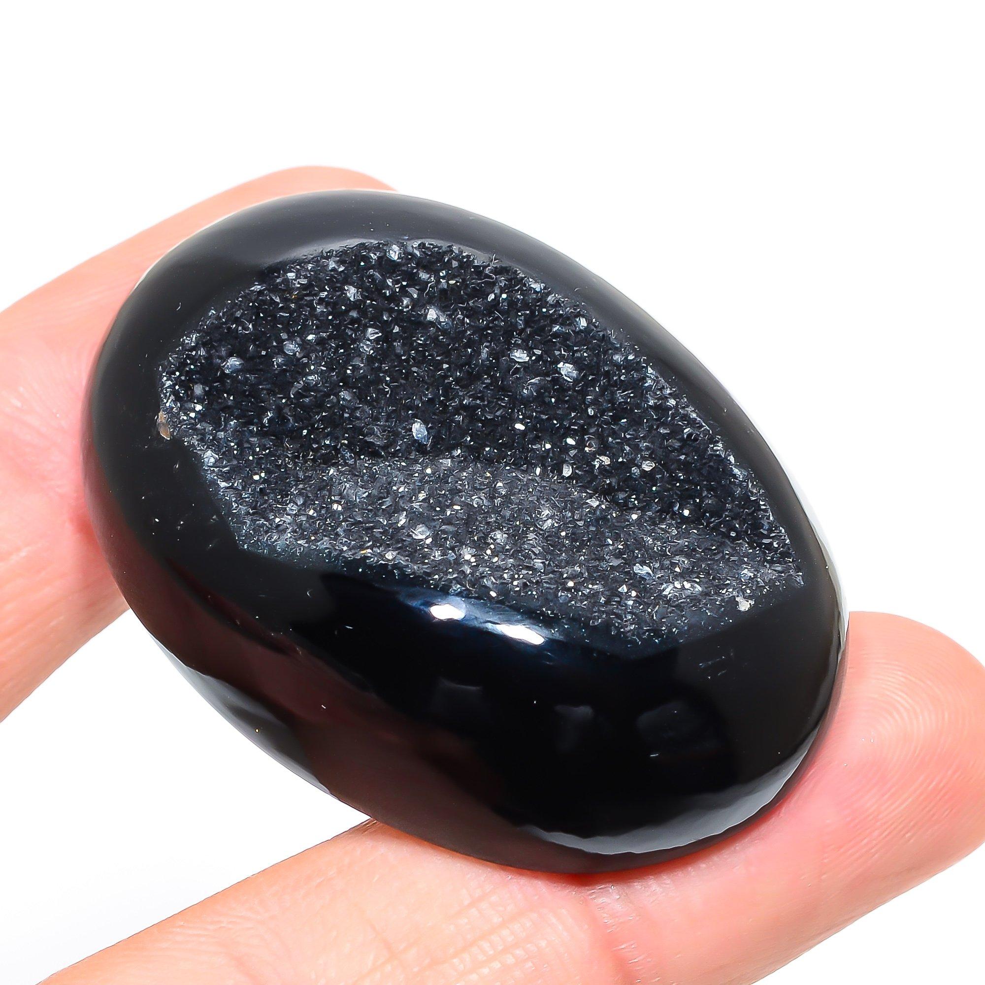 

Natural Banded Agate 3.5x4.9cm Cabochon Fine Loose Gemstone 155.45Cts. C0K36 чорний