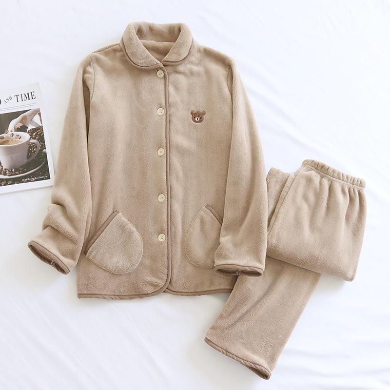 Cozy Autumn/Winter Fleece Pajama Set for Couples – Warm, Loose, and Suitable for Outdoor Wear