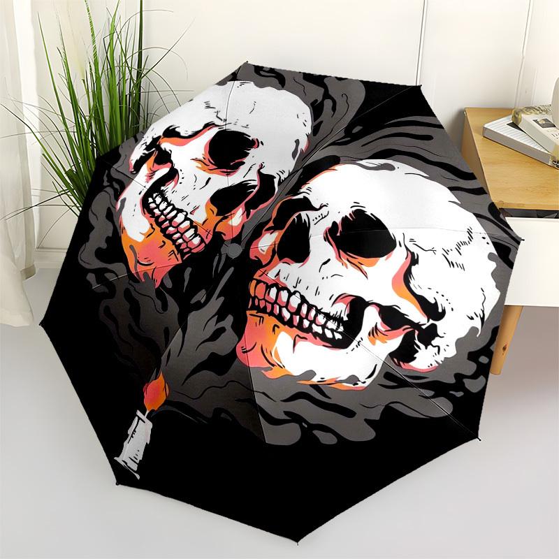 

1pc Skulls in Heart Shape with Candle Flame Umbrella with Plastic Handle,Suitable for All Seasons Home Travel Outdoor UmbrellaFP043