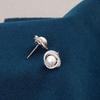 S925 Sterling Silver Diamond-Inlaid Rose Pearl Stud Earrings - Women’s Japanese Korean Niche Luxury, Comfortable for Sleeping with Pierced Ears