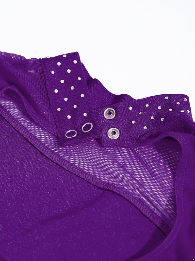 Kids Girls Gymnastics Leotard Workout Dance Jumpsuit Sleeveless Rhinestone Dance Skating Bodysuit