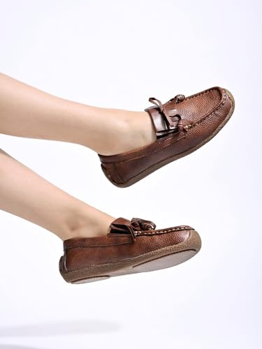 Shoetopia Women S Block Heel Loafers Brown 4 UK коричневый