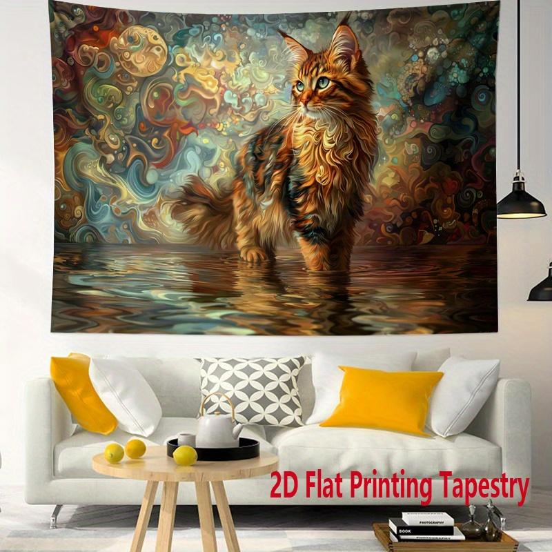 

Мистический Мейн-кун Кот Гобелен Психоделический Водный Кот Настенное украшение Эстетичный Декор комнаты подходит для офисов баров вечеринок 74x94cm(29x37in)